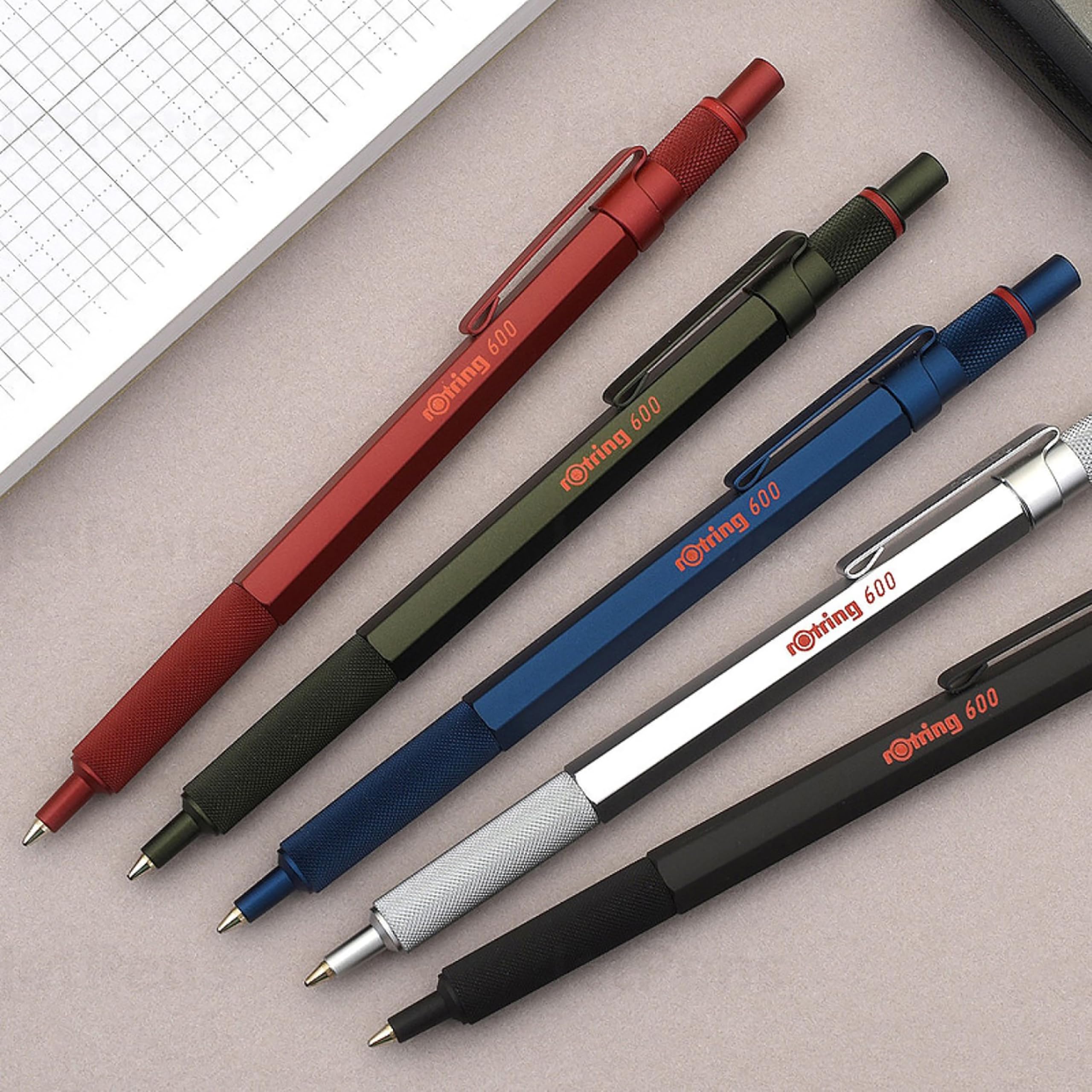 rOtring 600 Ballpoint Pen - Medium Point | Black Ink | Full Metal Body | Knurled Grip 7