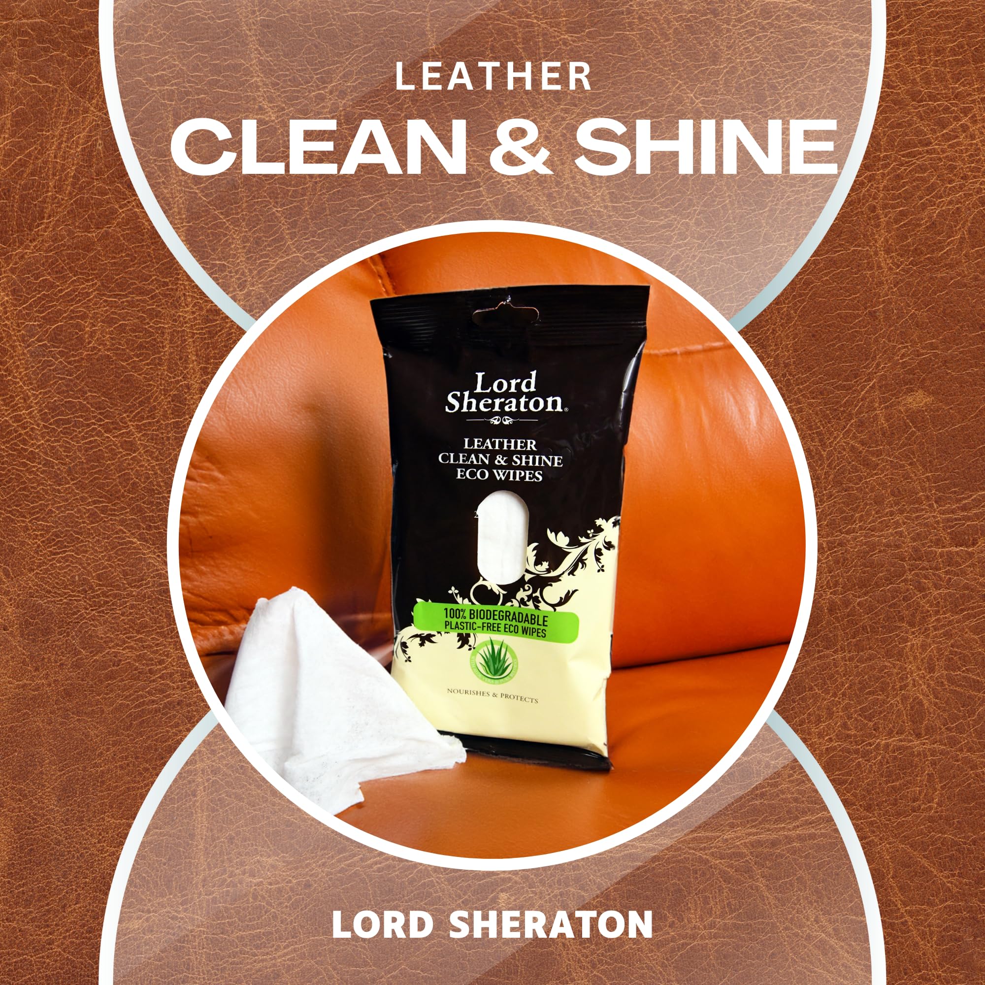 Lord Sheraton Leather Eco Wipes - 24 Count Pack | Aloe Vera Scented | Cleans & Shines 4