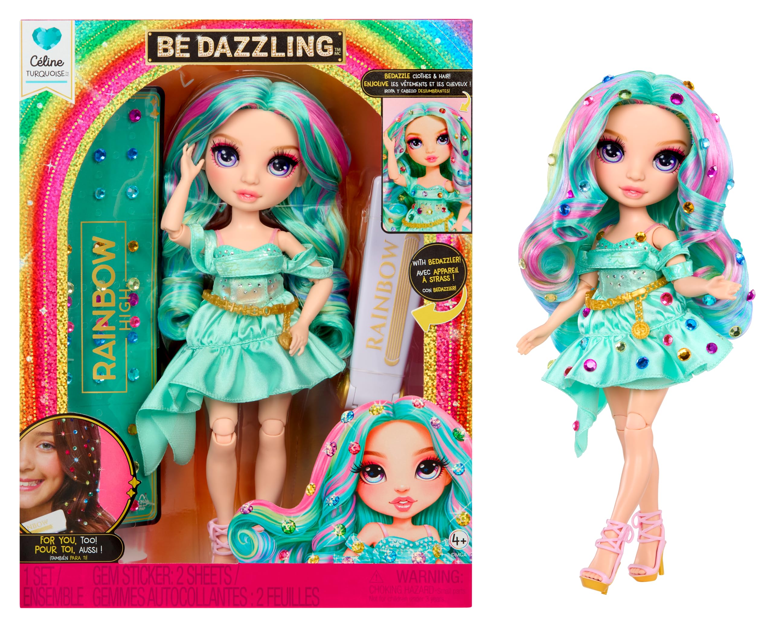 Rainbow High Be Dazzling Celine Turquoise Doll - 28cm Fashion Doll with Bedazzling Tool | Ages 4+ | Teal