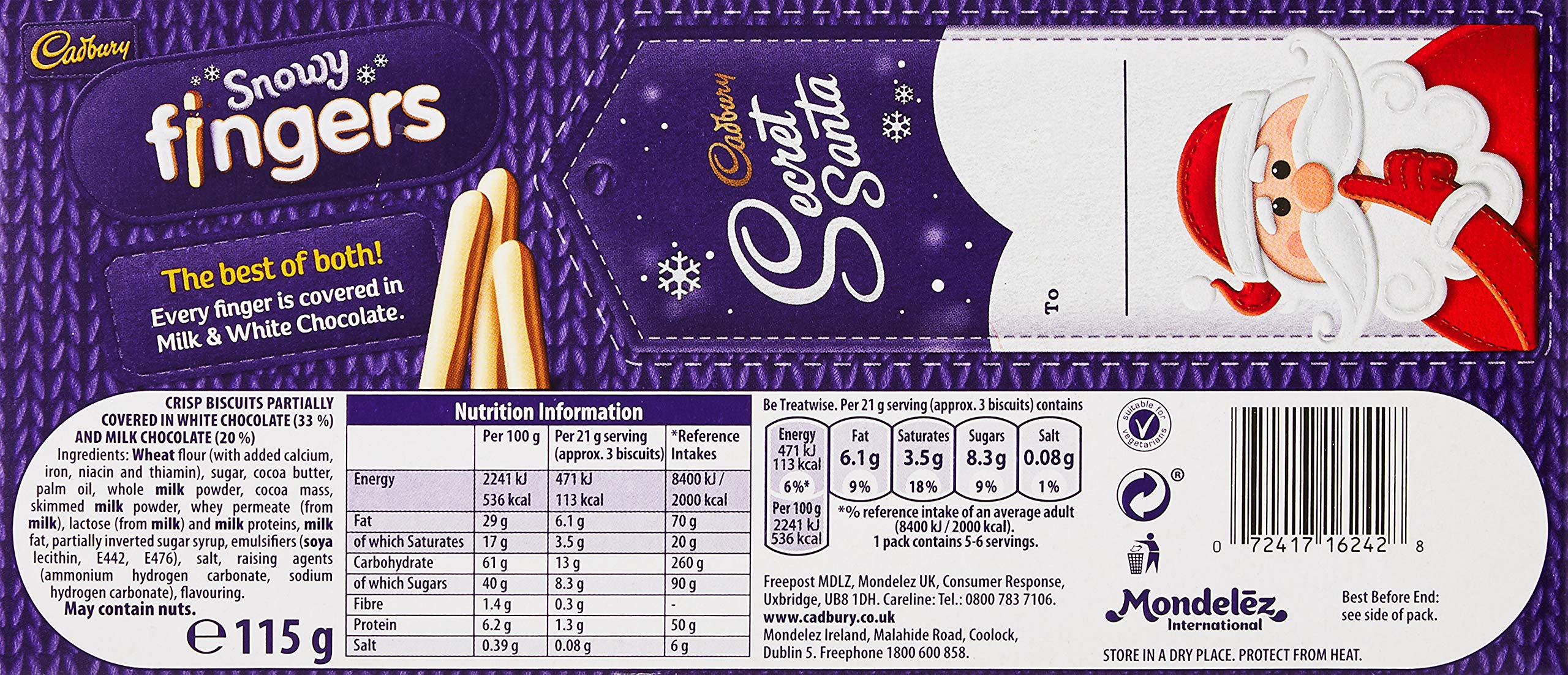 Cadbury Snowy Fingers Schokoladenkekse in limitierter Auflage, 115 g 2