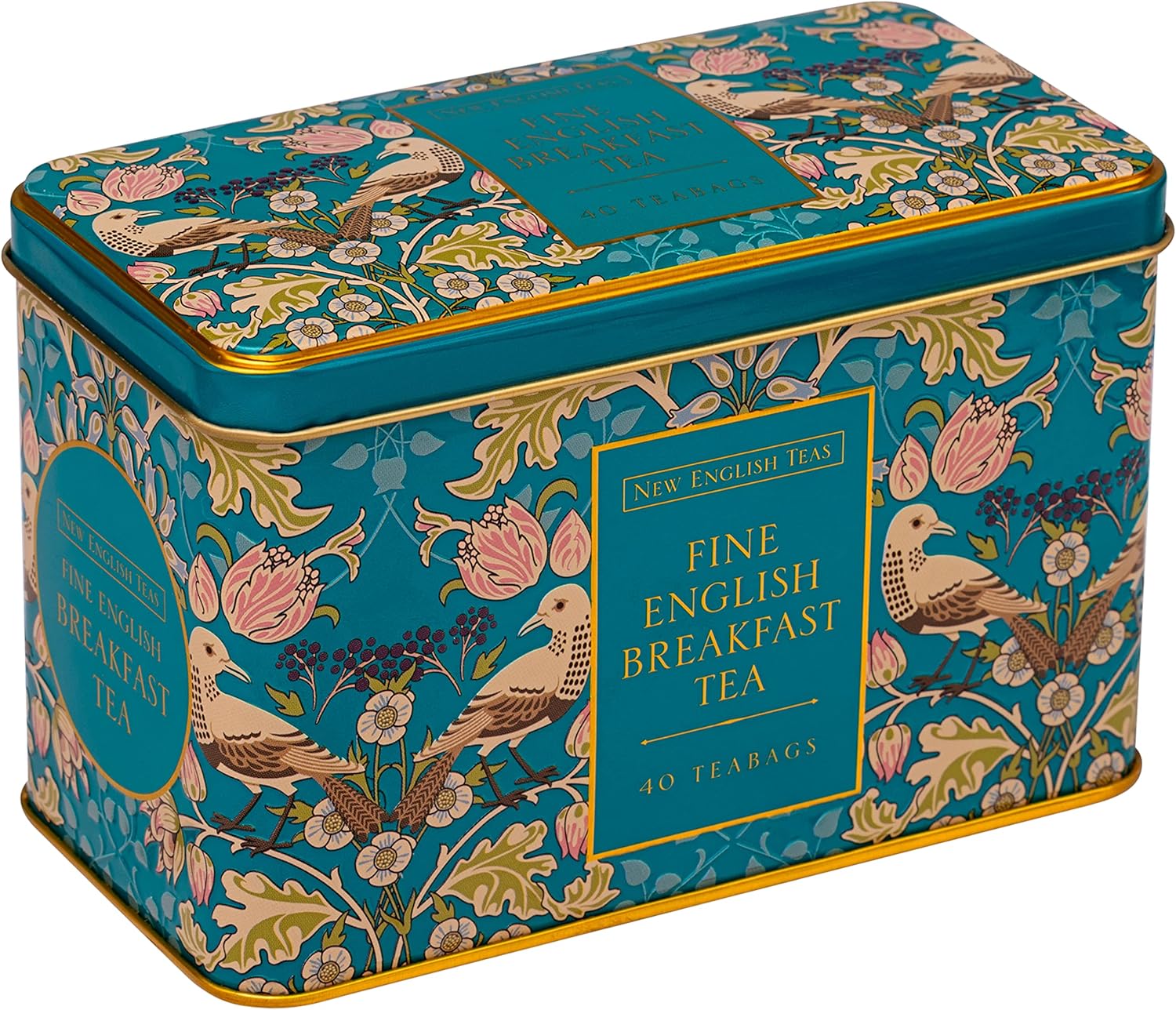 New English Teas Song Thrush and Berries Tea Tin with 40 English Breakfast Teabags