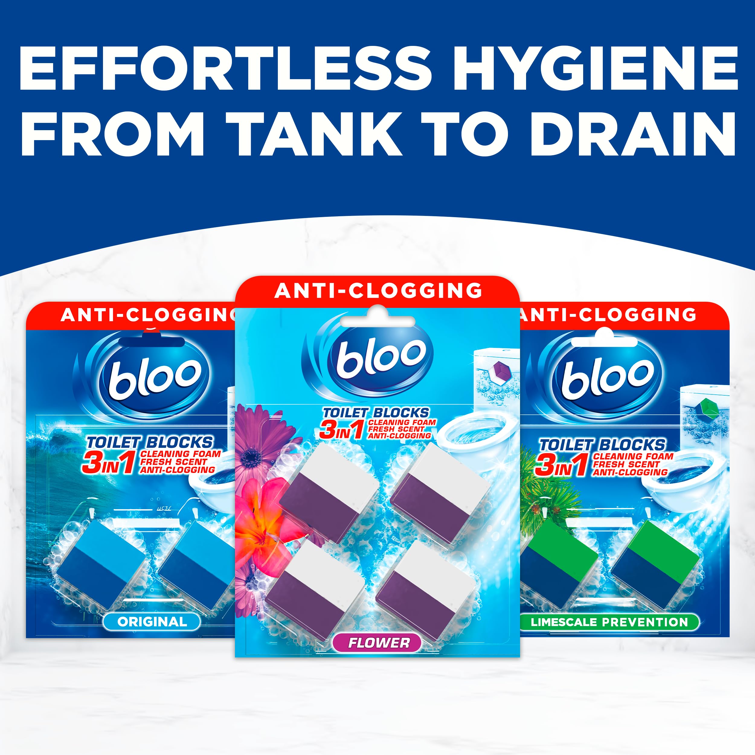 Bloo 3in1 Toilet Blocks - Limescale Remover & Cleaner | 4 Count Pack 7