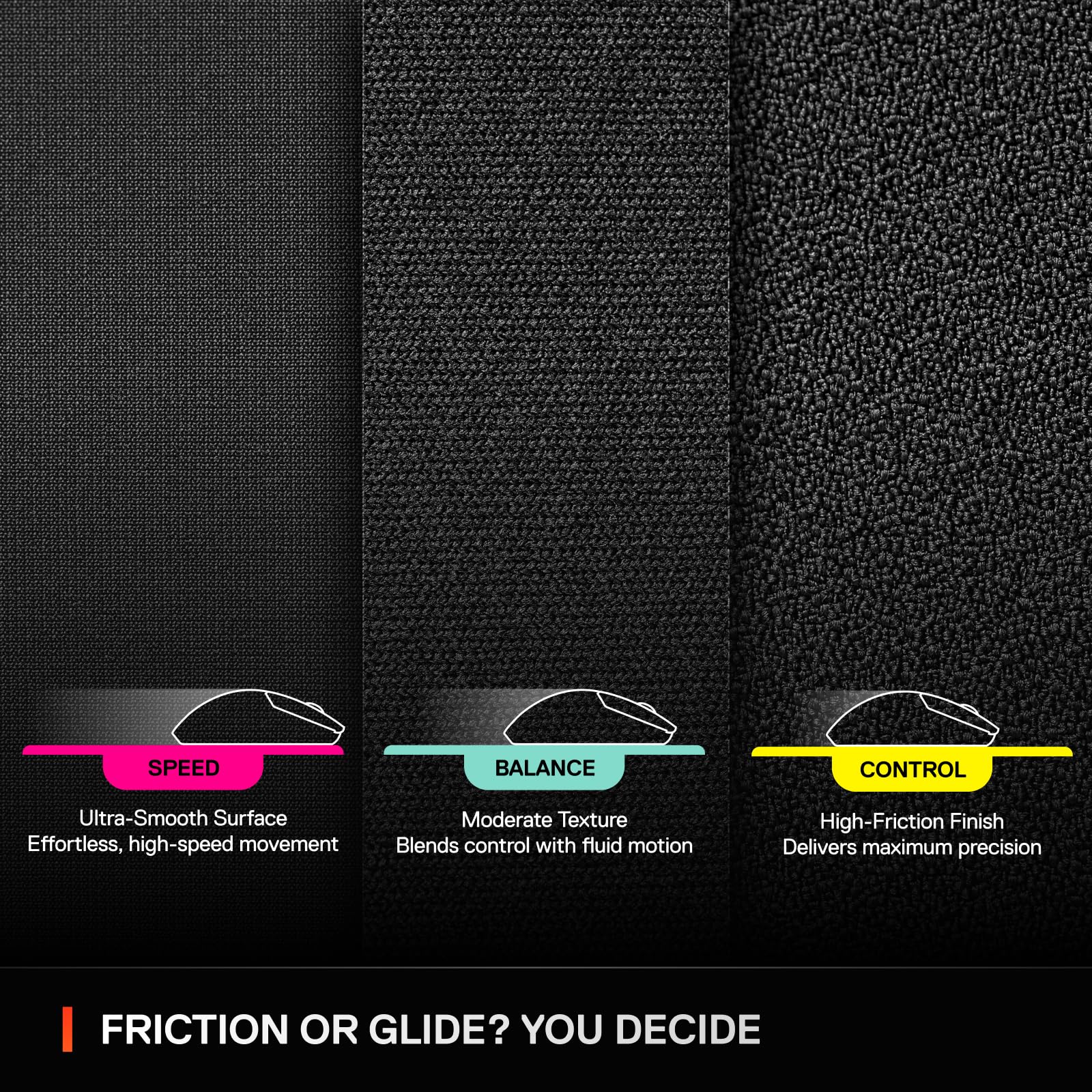 SteelSeries QcK XL Performance Speed Gaming Mousepad - Extra density for a smooth glide - Low-profile edge stitching - Non-slip neoprene rubber base - 900 x 400 mm size - FPS, MOBAs, RTS, MMO 9