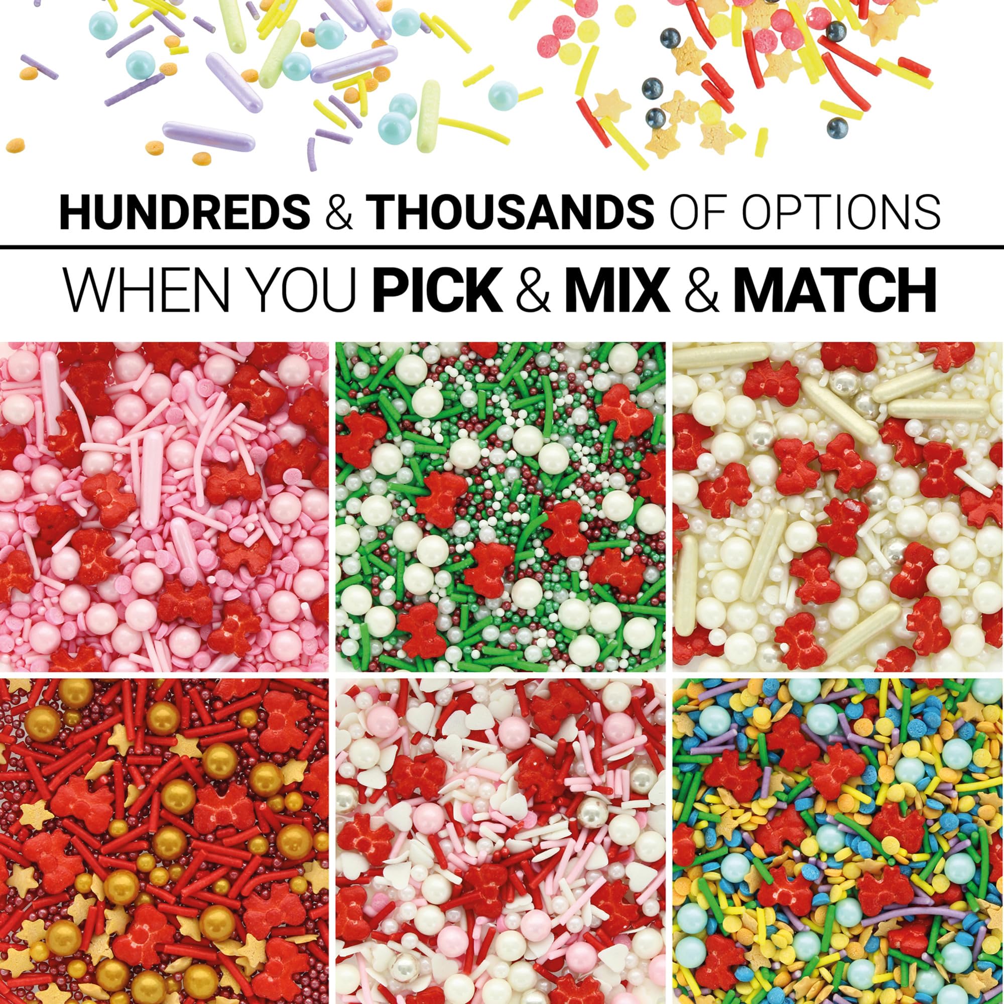 Culpitt Select Red Bow Sprinkles - Edible Sugar Decorations | 300g Pouch 3