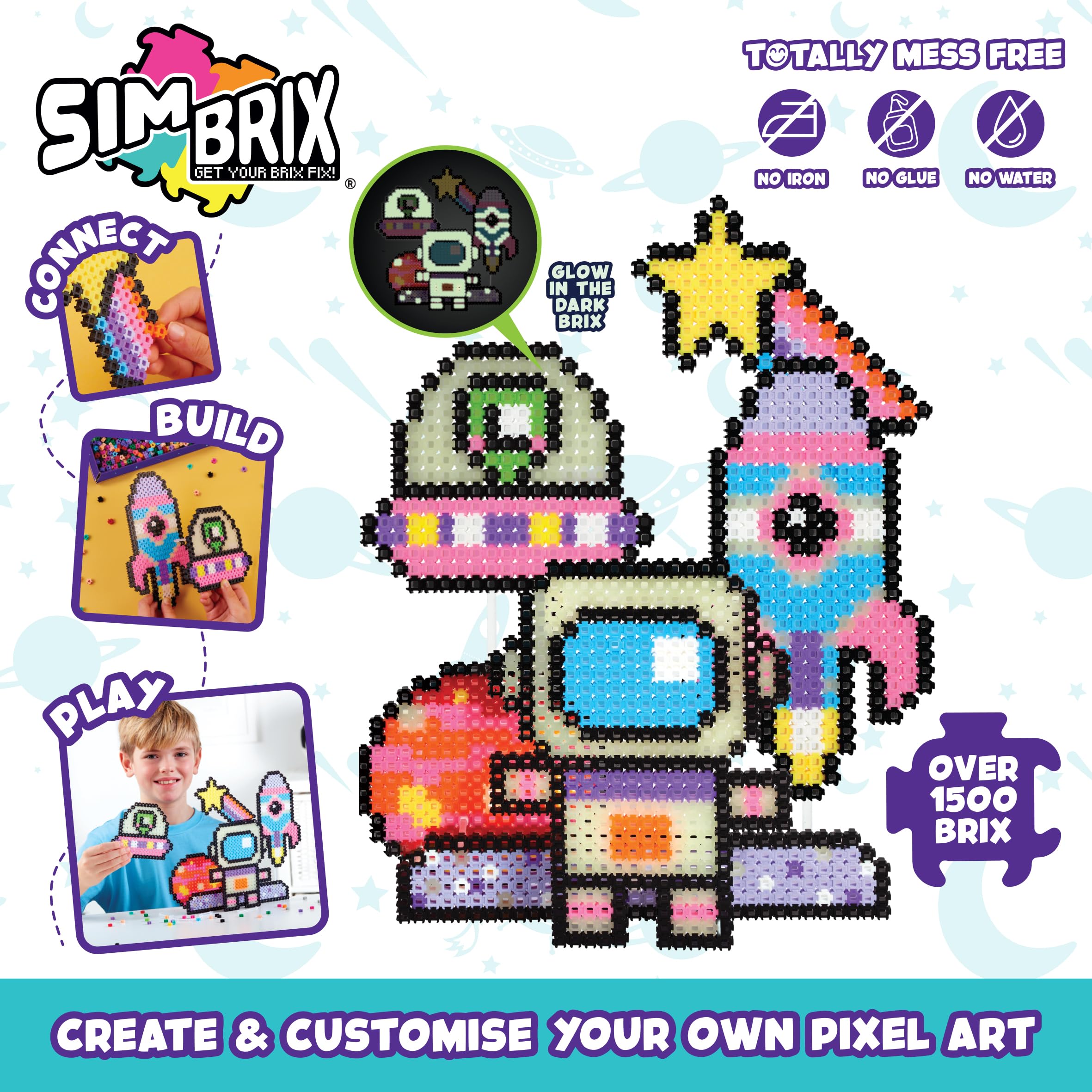 Simbrix Connect & Wow Glowing Galactic Set 07997 - 1500+ Brix Building Set | Glow in the Dark 2