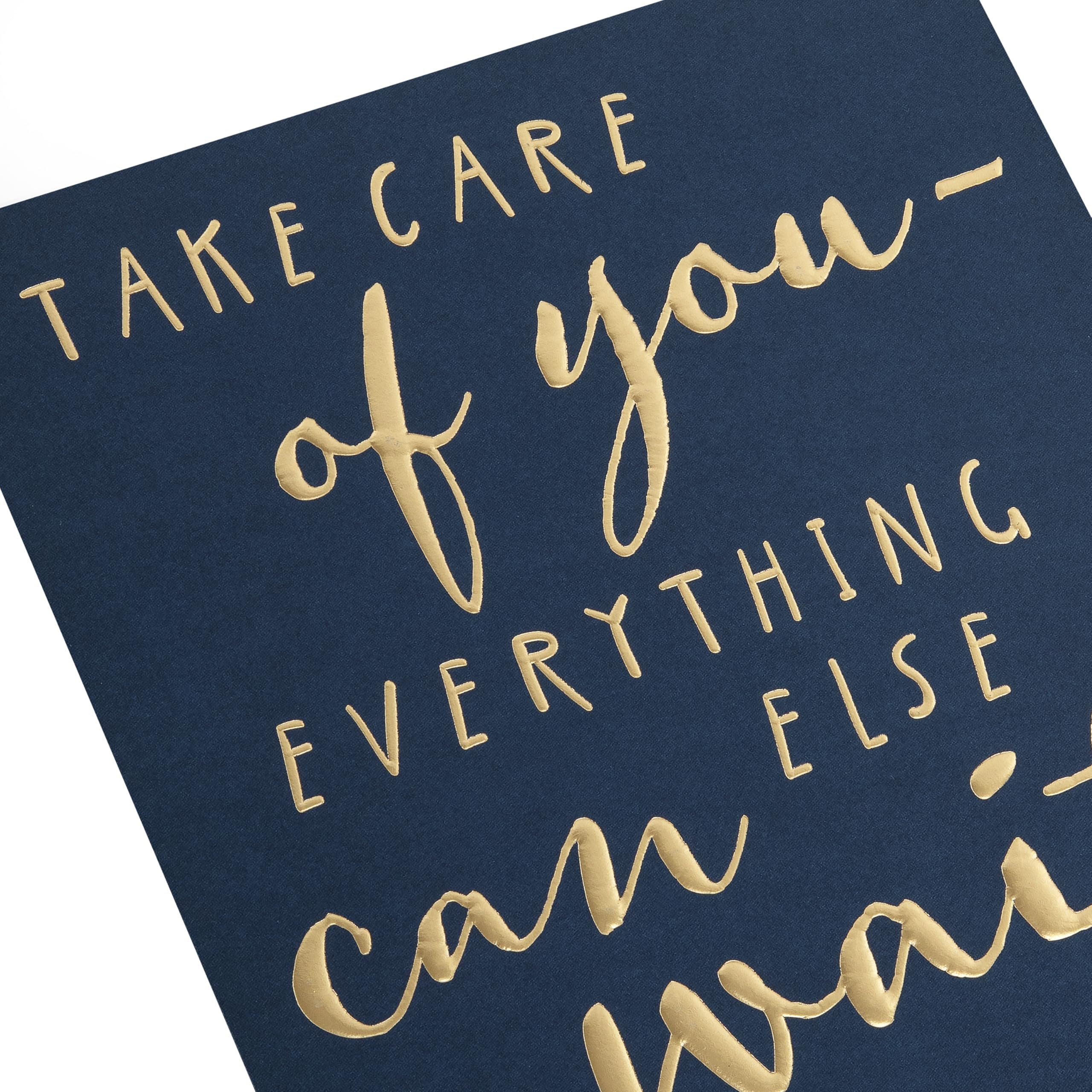 Hallmark Take Care Card - Blank Inside | Blue with Gold Foil | 18 cm x 16 cm 4