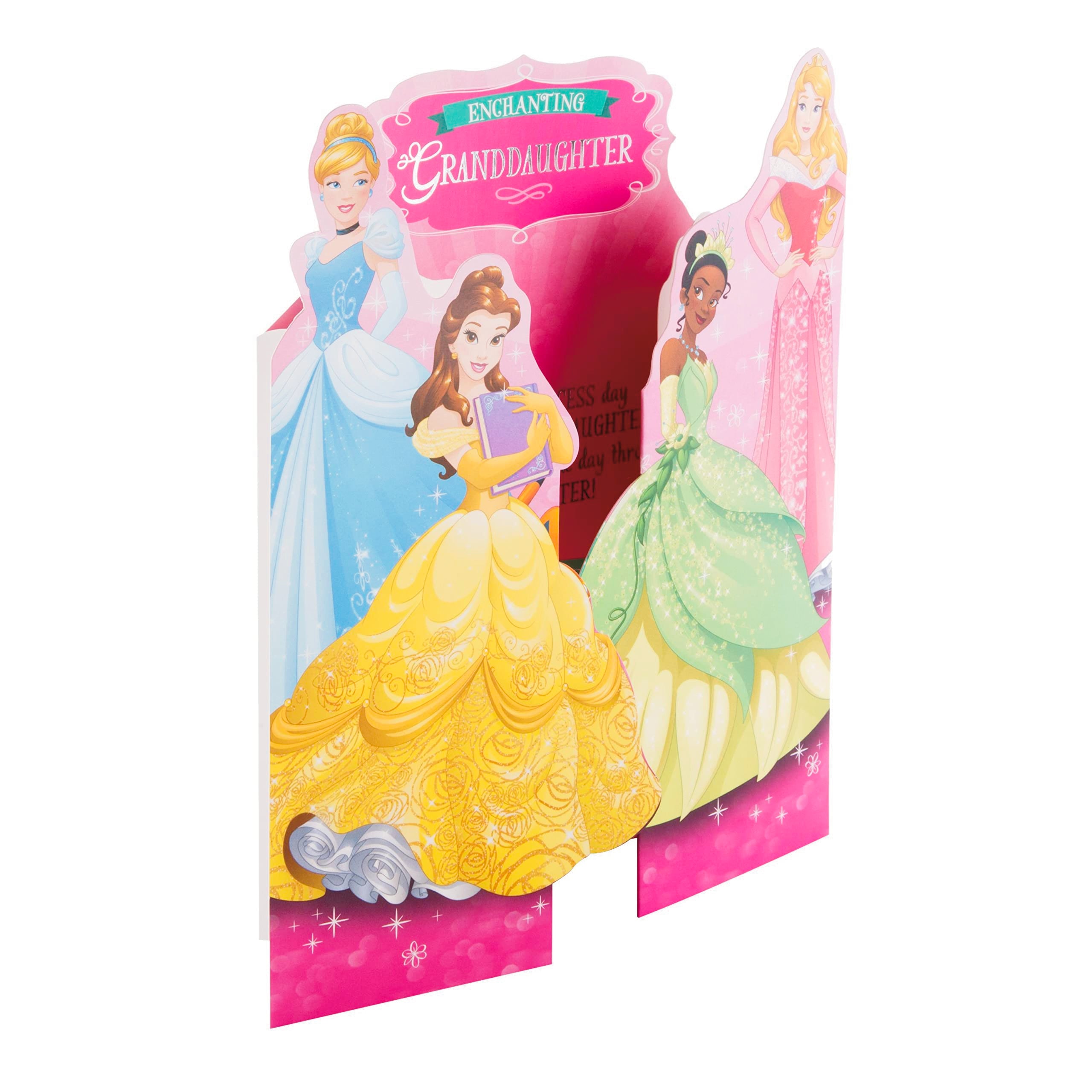 Hallmark Disney Princess Birthday Card for Granddaughter | Gate Fold, Silver Foil | 22.8cm x 15.9cm 4