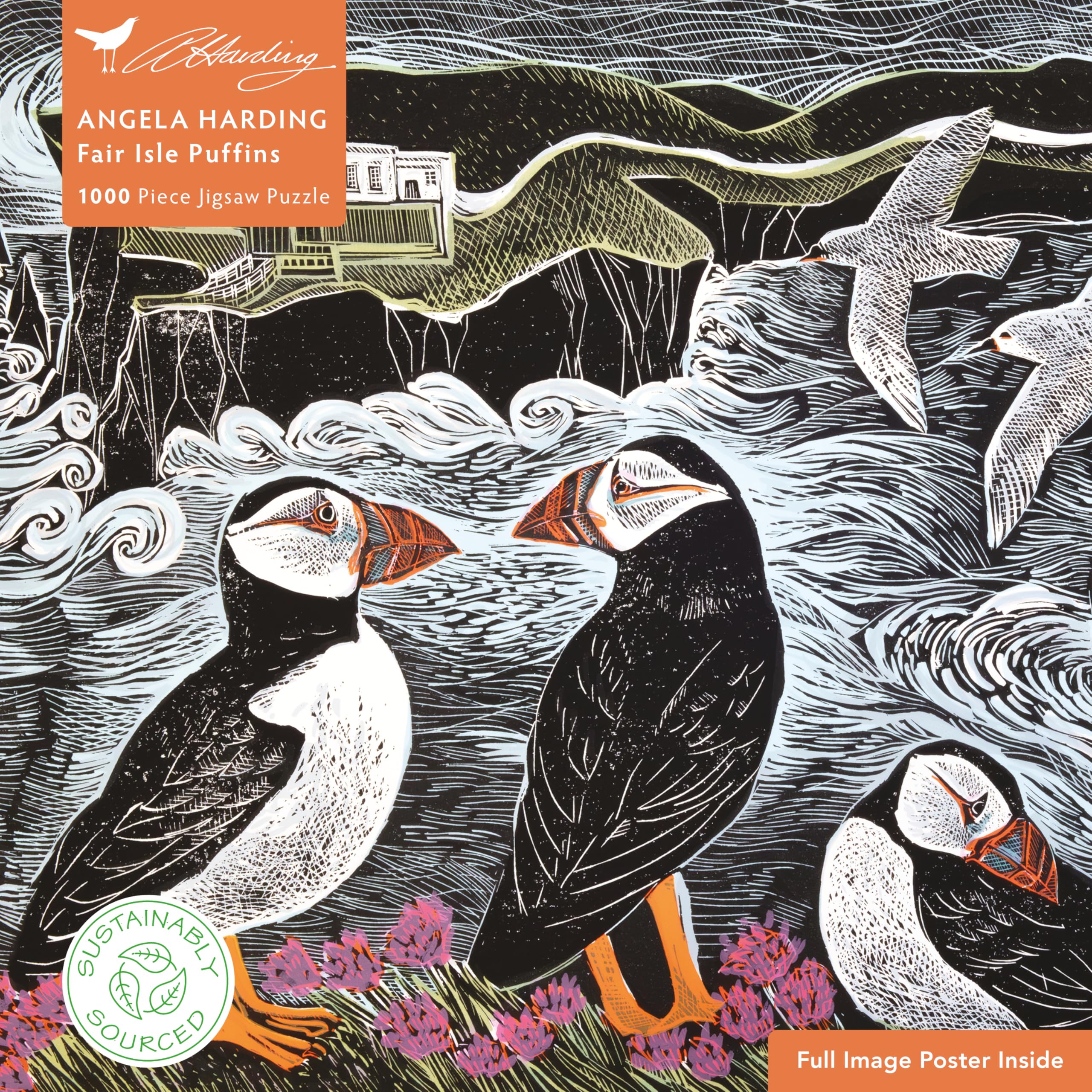 Flame Tree Gift Angela Harding Fair Isle Puffins Jigsaw Puzzle - 1000 Pieces | FSC Certified | Plastic-Free Packaging 1