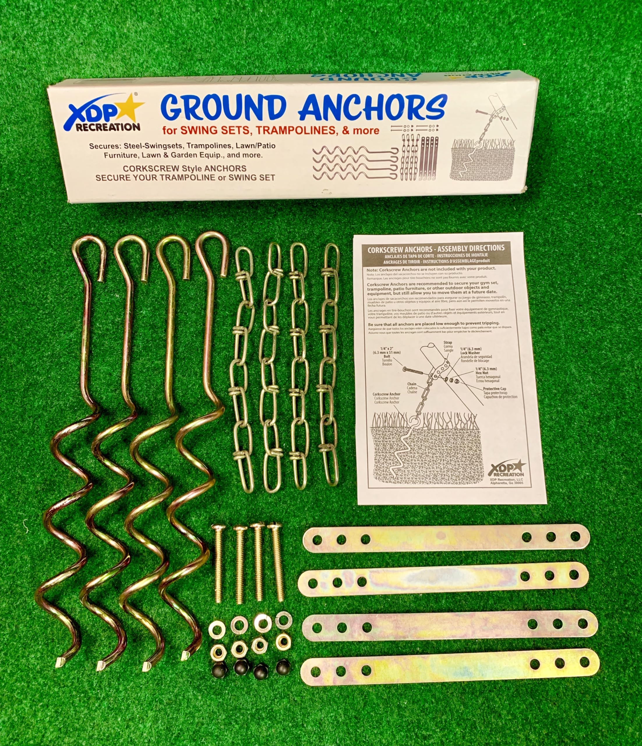 XDP Recreation 70113 Metal Ground Anchor Kit for Swing Sets, Trampolines, & Patio Furniture | 4 Pack 3