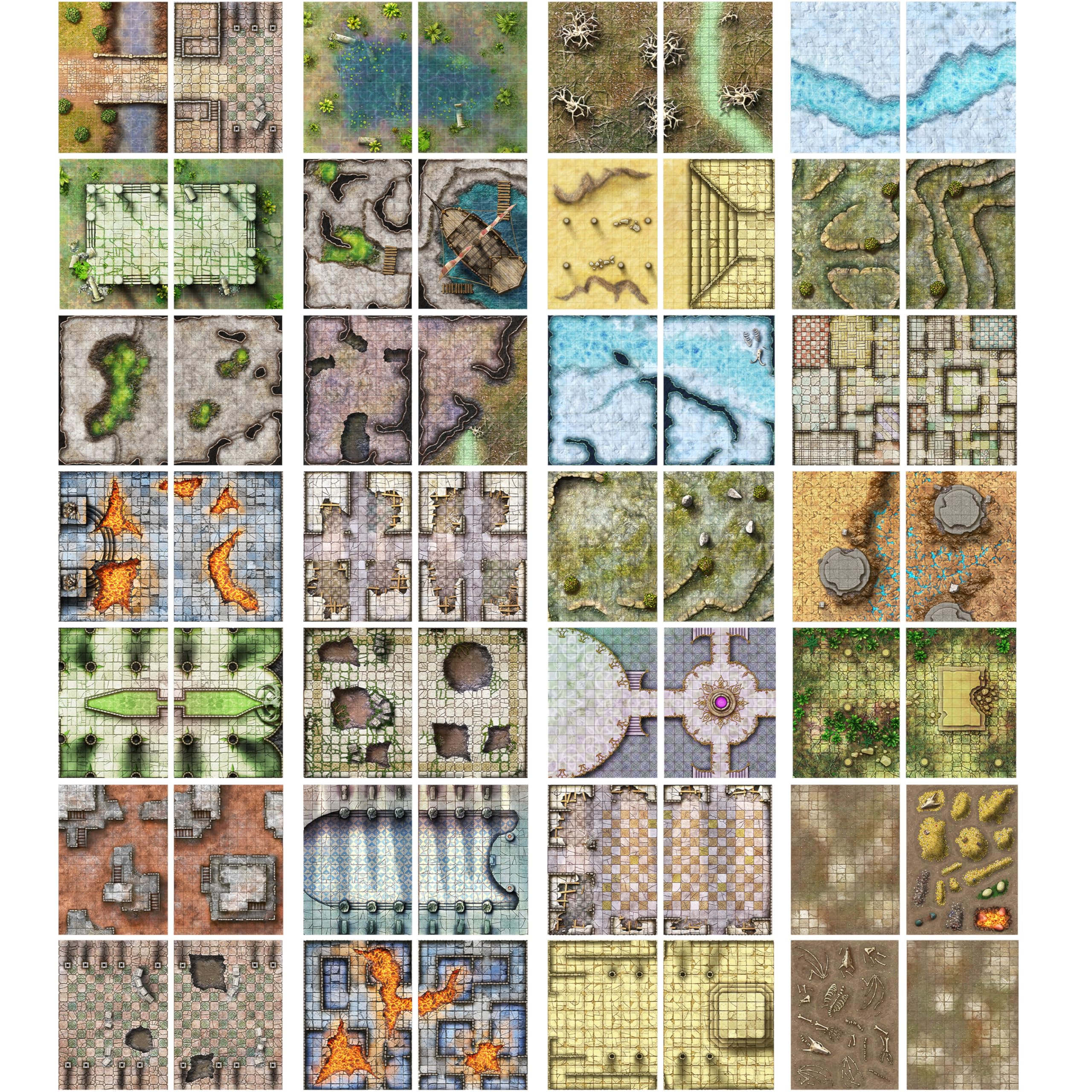 Loke BattleMats Dragon Lairs & Dungeons: Giant Book of Battle Mats | 62 Erasable Pages | Cardboard 5