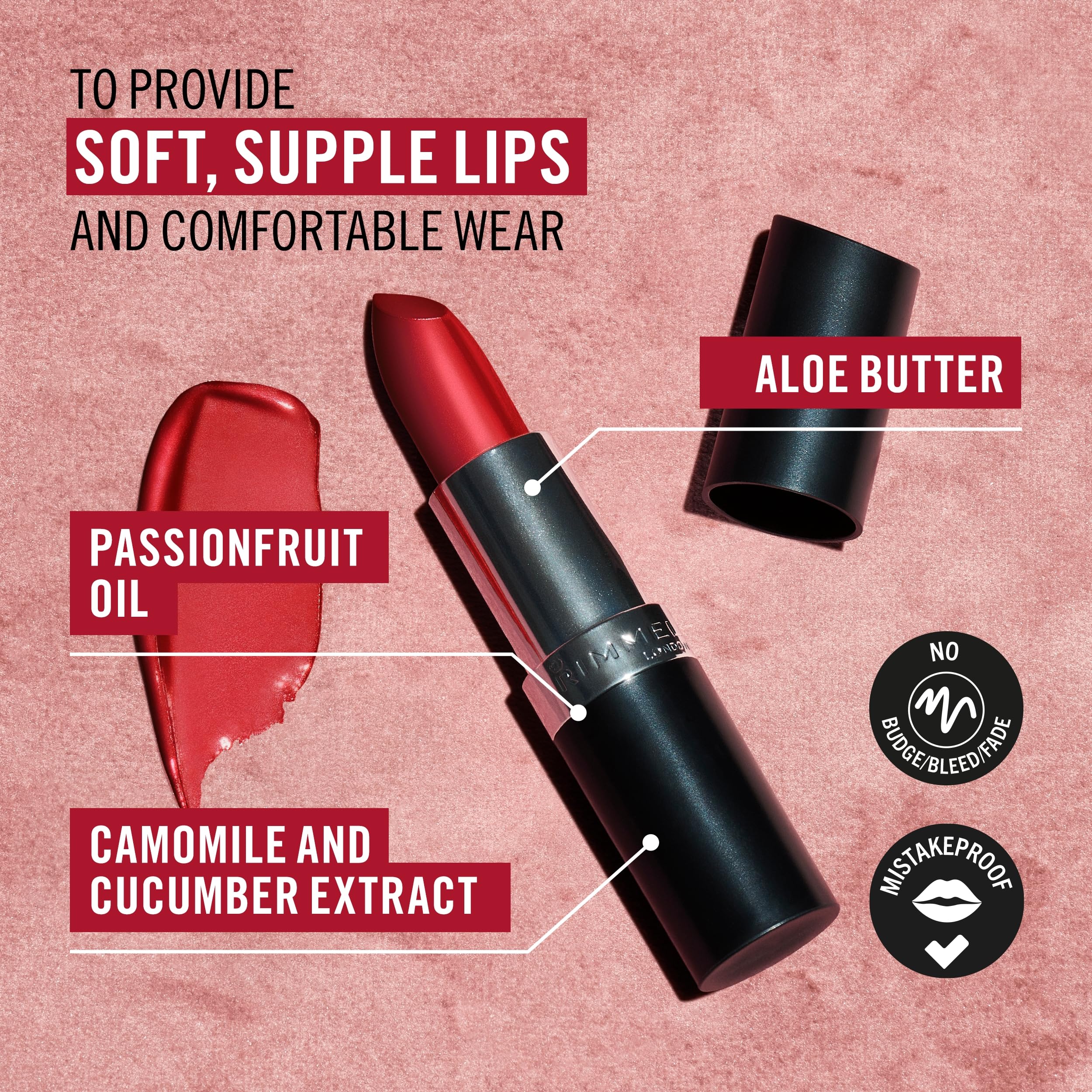 Rimmel Lasting Finish Lipstick 300 Pinch Me Pink - Creamy Satin Finish Long-Lasting Vegan Formula 7