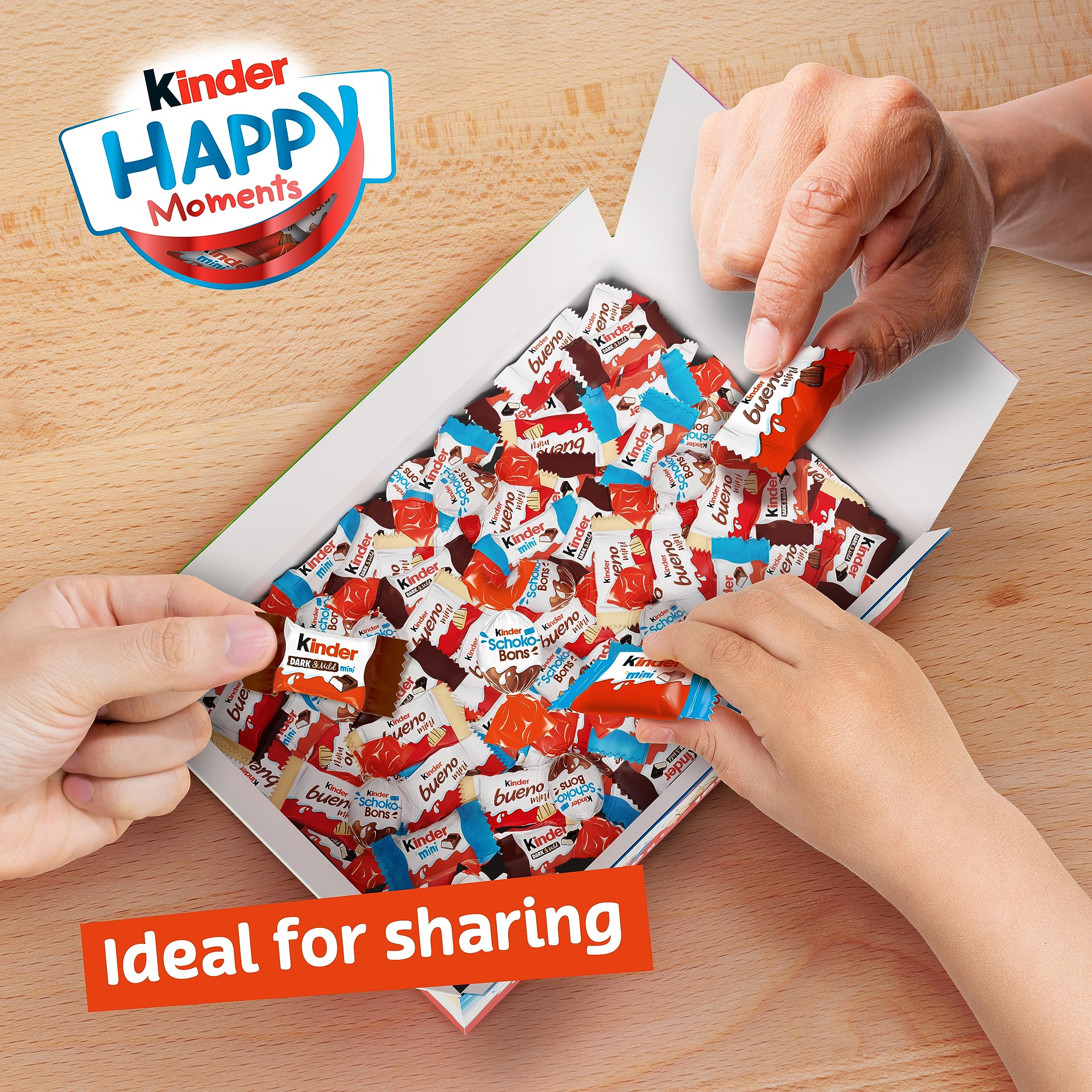 Kinder Happy Moments Exklusive Schokoladen-Geschenkbox – 1 kg Großpackung zum Teilen mit verschiedenen Minis 7