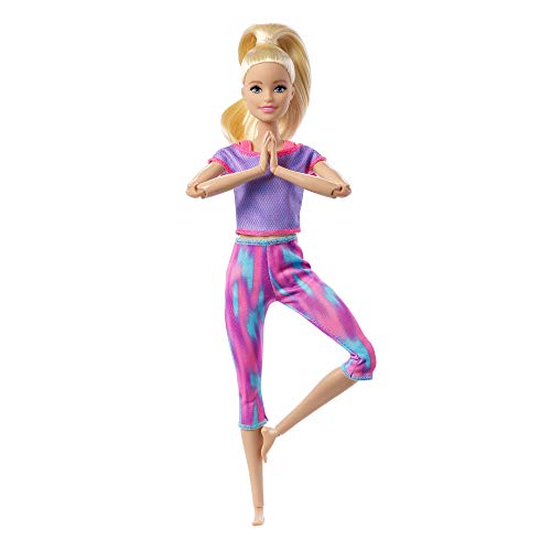 Barbie GXF04 Made to Move Puppe – Flexible Yoga-Puppe mit langen blonden Haaren für Kinder ab 3 Jahren