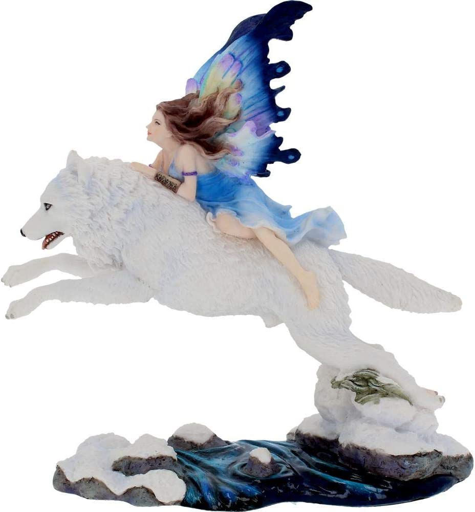 Nemesis Now Free Spirit – Fee und Wolf Figur, 23,5 cm