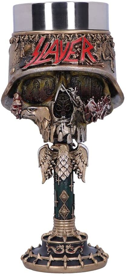 Nemesis Now Slayer Kelch mit Adlerhelm und Totenkopf-Logo, Goldharz mit Edelstahleinsatz