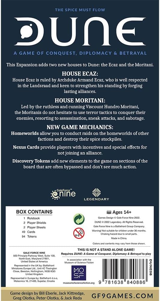 Gale Force Nine Dune Ecaz &amp; Moritani House Erweiterungsbrettspiel 4