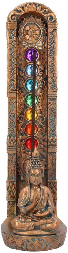 Nemesis Now Bronzed Buddha Ascending Chakras Incense Burner, Resin, 11cm