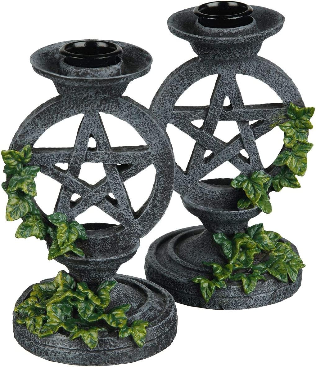 Nemesis Now Gothic Pentagramm-Kerzenhalter, 2er-Set, aus Harz 3