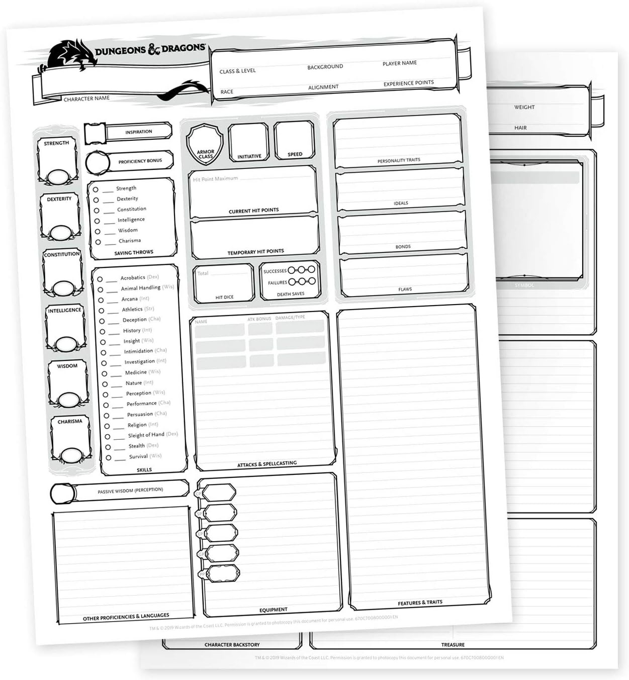 Wizards of the Coast Dungeons &amp; Dragons Charakterbögen 2