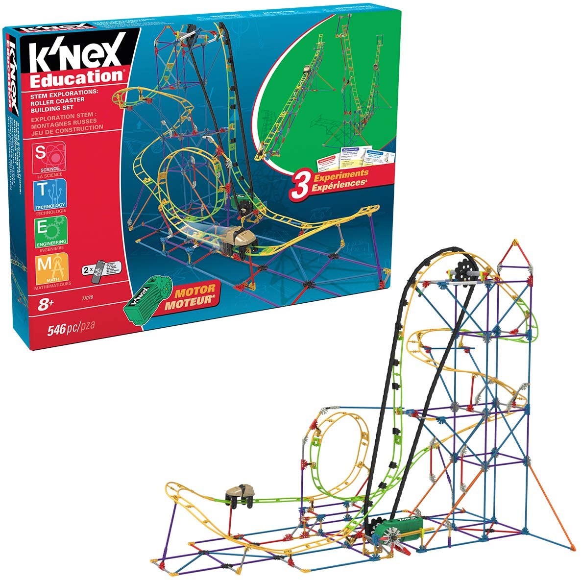 K"nex STEM Explorations Achterbahn-Bausatz – Motorisiertes Lernspielset für Kinder ab 8 Jahren