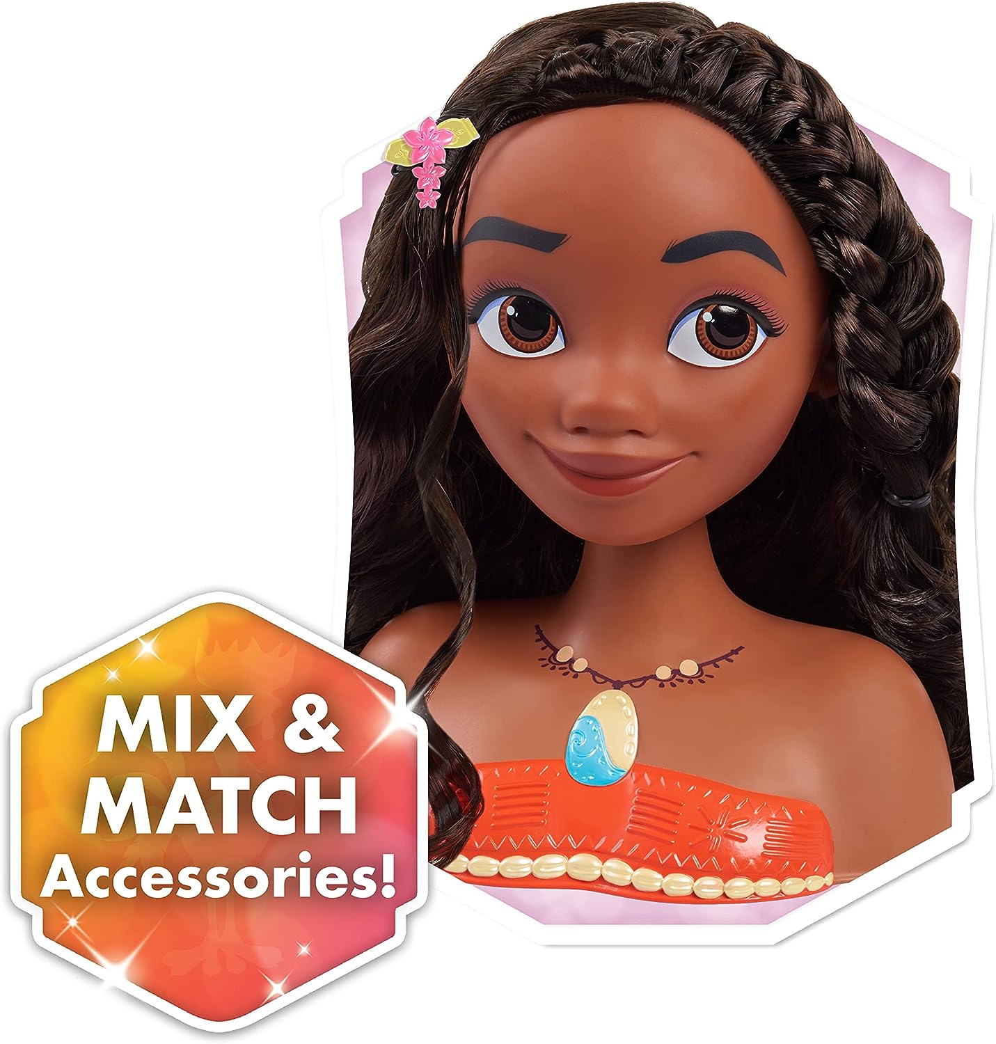 Disney Princess Vaiana Styling-Kopf mit Blumenkrone und Zubehör 6