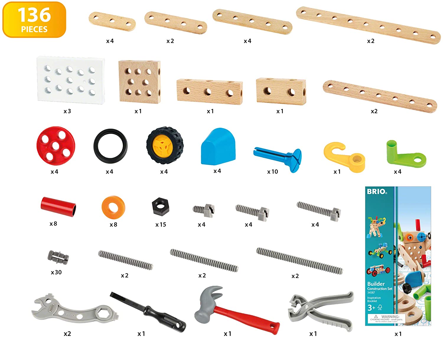 BRIO Builder Construction Set 135-Piece STEM Building Toy for Kids 4