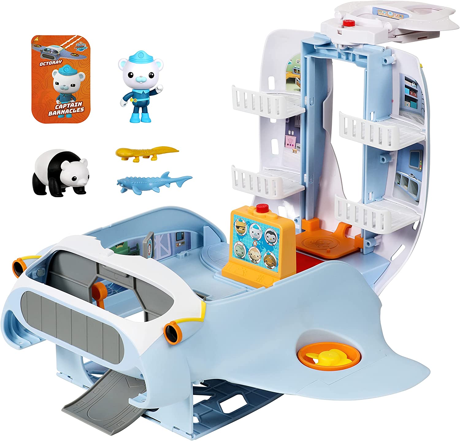 Octonauts Octoray Verwandelbares Spielset mit Lichtern und Geräuschen – 7-teiliges Set mit Captain Barnacles-Figur 4