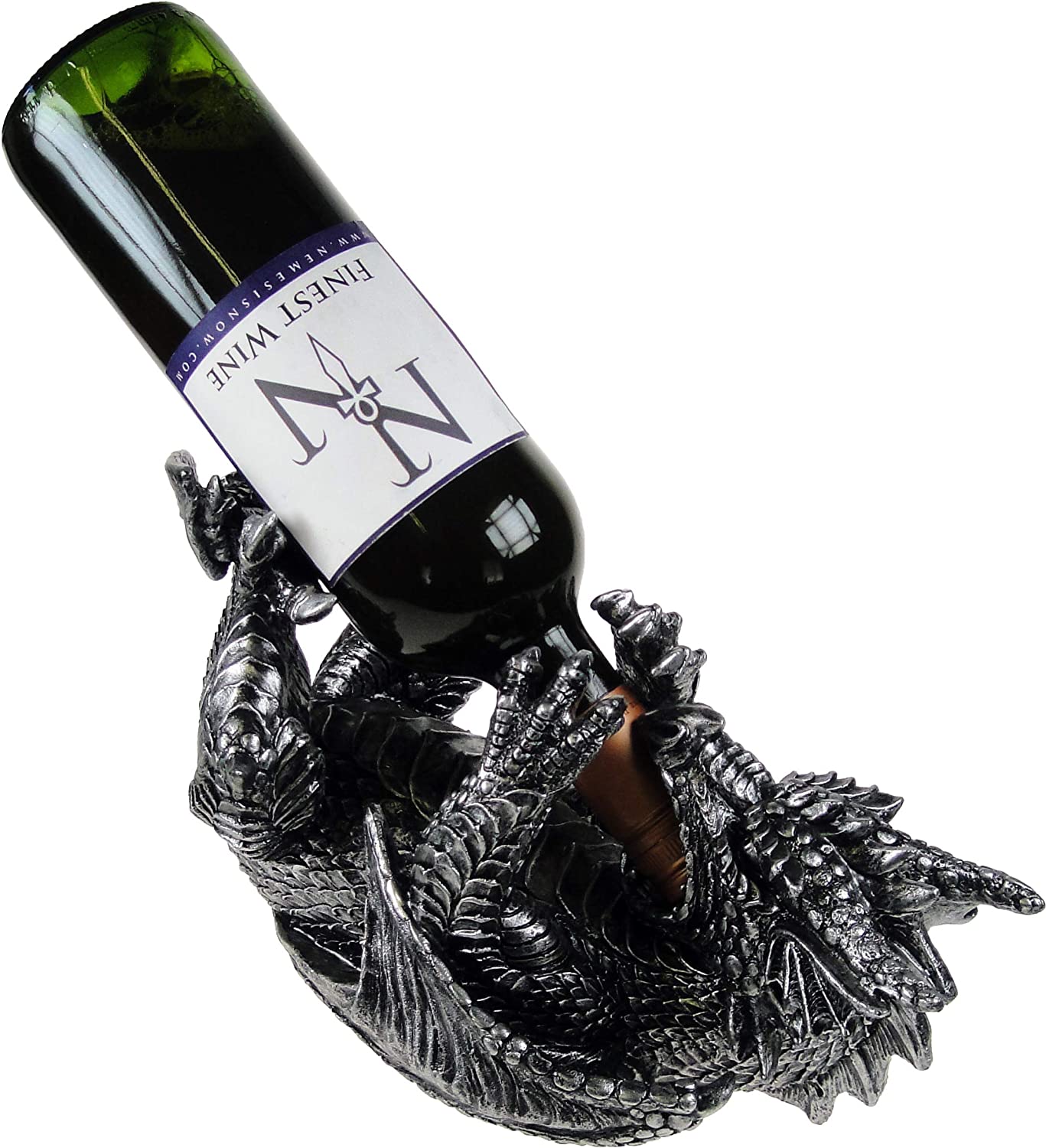 Nemesis Now Guzzlers Weinflaschenhalter mit Drachenmotiv, schwarzes Kunstharz, 32 cm 4