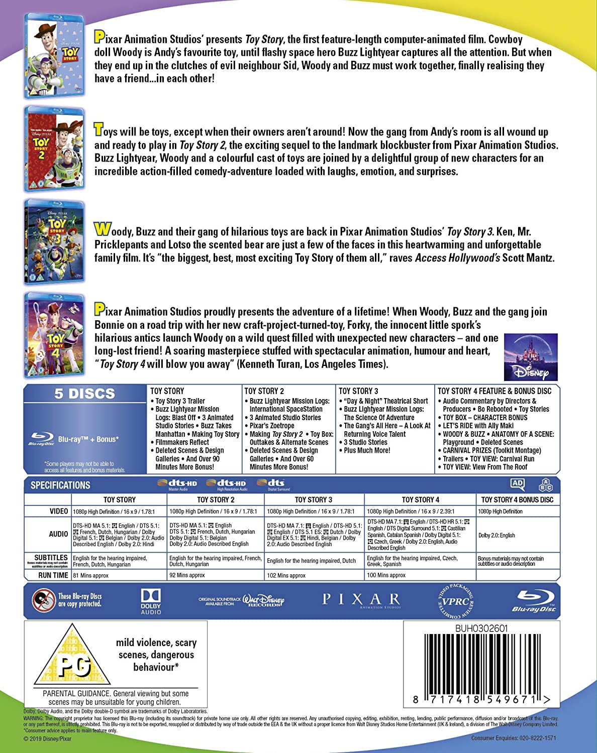 Toy Story 1-4 Sammlung - Animation [Blu-ray]