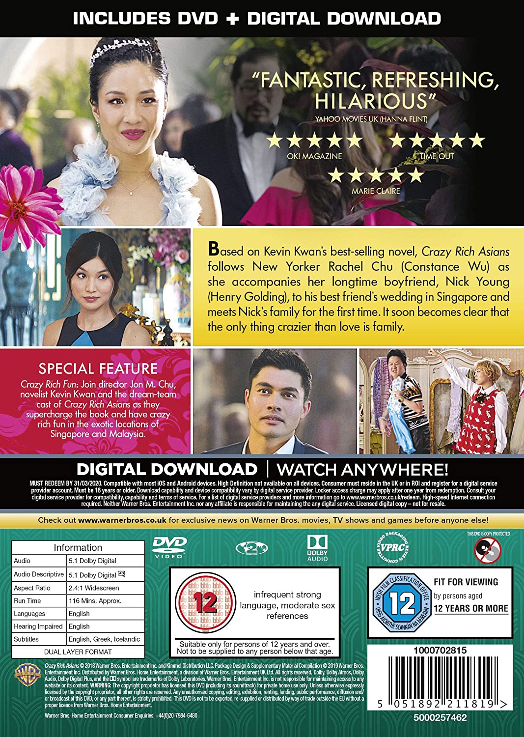 Crazy Rich Asians - Liebesroman/Komödie-Drama [DVD] 2